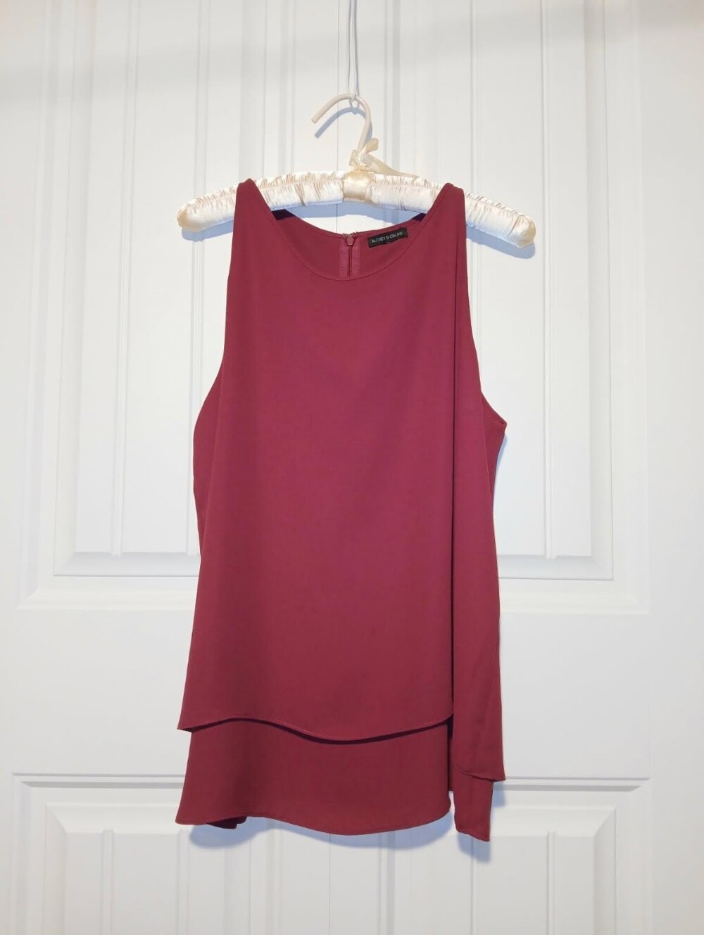 Audrey & Celine Women’s Burgandy Sleeveless Layered Top
